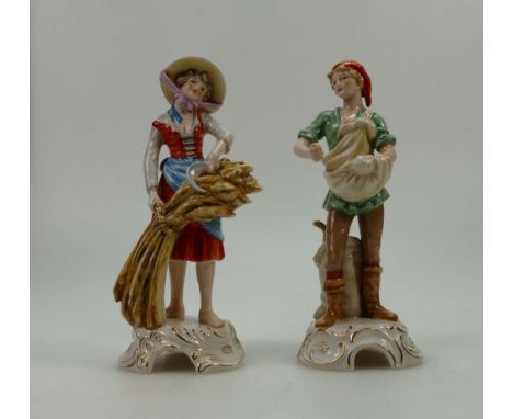 Pair Goebel figures of Man & Woman Harvesters by G. Bochmann, height 22cm.  (2)