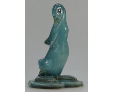 Beswick blue glazed comical model of duck on rock 317.