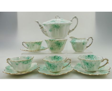 Wileman Old Foley Green Daisy Empire Shape, 11 piece tea set.