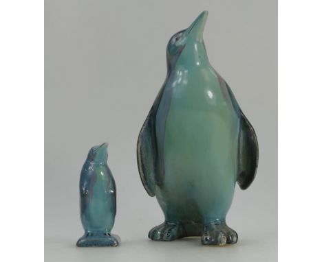 Beswick blue glazed model of Penguin 450 (restored) and small penguin. (2)