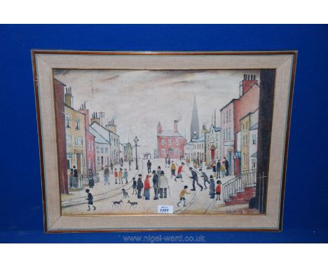 A Lowry print ' A Lancashire Village' (1935) framed.
