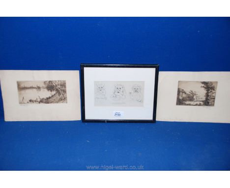 Two H. Wardel Bly Prints, unframed along with a framed Print drawn for the ' Boys Own Paper' entitled ' The Orchard Robber be
