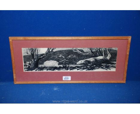 A framed and mounted print by Stuart Tresilian 'The Otter and Hedgehog'.