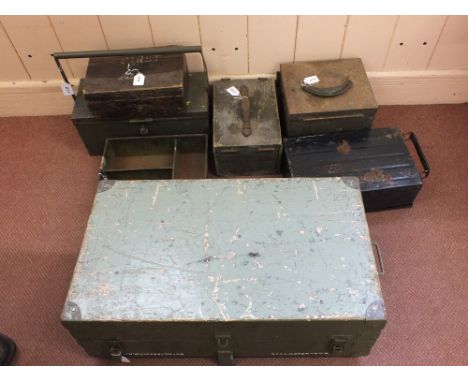 Seven military related boxes including toolbox and various cases etc