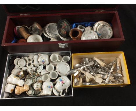 Three boxes of vintage dolls teawares