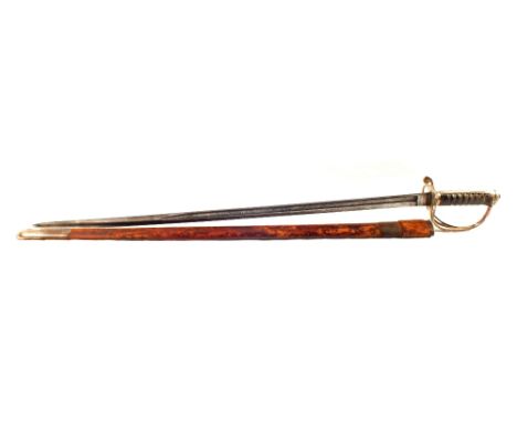 A Victorian '1821' cavalry officers sword by Wilkinson (No. 27909) blade marked Cheshire Yeomanry in leather covered scabbard