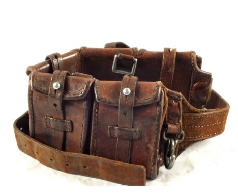 A leather ammunition bandolier 