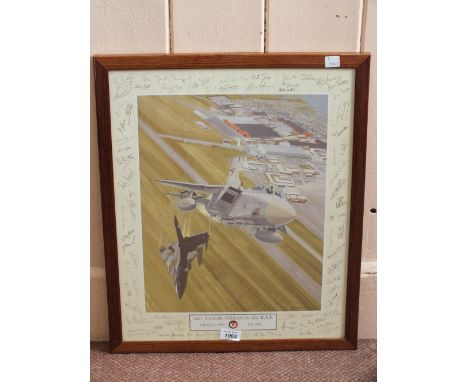 A print, Last Tornado Delivery to the R.A.F with numerous facsimile signatures, 20” x 16”