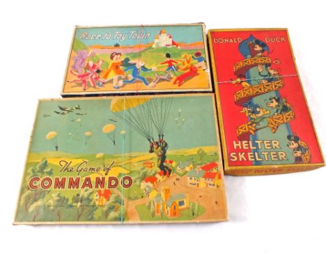 Boxed Chad Valley games, Donald Duck Helter Skelter, Race to Toy Town and the game of Commando