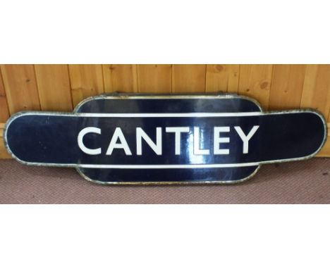 A LNER enamel station sign 'Cantley', 36" x 10" (some restoration)