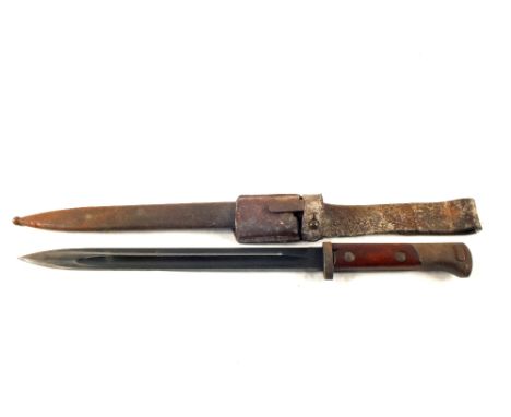 A Mauser VZ 24 bayonet with scabbard and leather frog