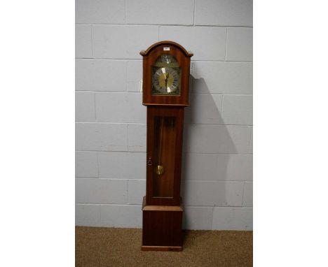 Tempus Fugit: a modern Danish grandmother clock, roman dial, with pendulum and weights, with ‘Danish |Furniture Makers Contro