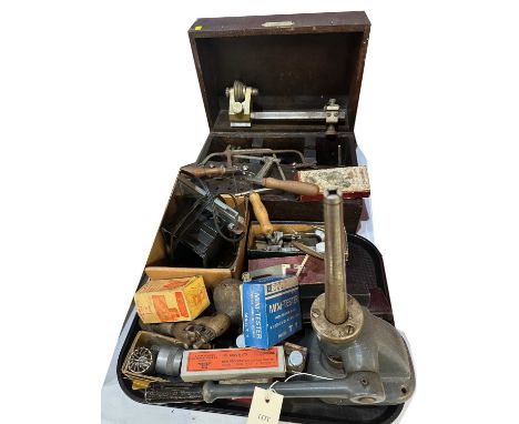 The Improved ‘Pioneer’ Precision Watchmakers Lathe, in fitted stained wood case; together with a collection of watch making t