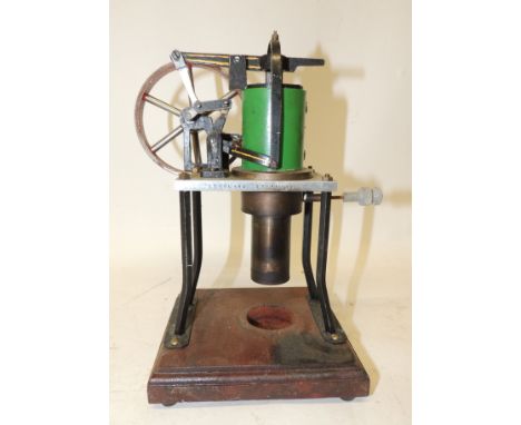 A model of a Rider Ericsson hot air pumping engine stamped "Rider Ericsson Sterling Stirling" to the central white metal plat