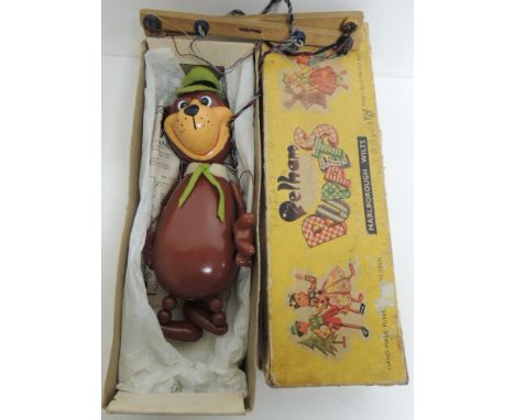 Pelham Puppets Yogi Bear in original box, the box with "Screen Gems" sticker, puppet approx 26cms long ++puppet in good condi