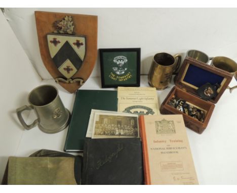 Somerset Light Infantry - a quantity of items including books, badges, pewter mug, embroidered badge and other similar items 