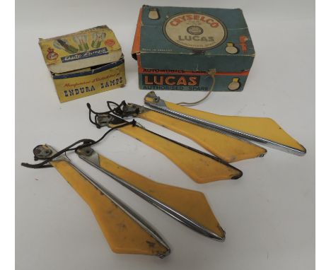 A quantity of Lucas Cryselco Car Bulbs in original boxes and original outer box; a box of Endura Lights and five Lucas chrome