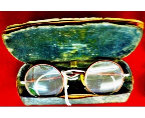 Vintage 1960's ALGHA round cellulose-covered steel framed spectacles in fair condition. Original case.