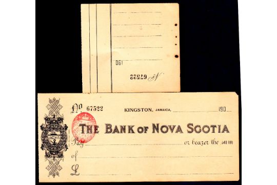 Jamaica 1912 Kingston Jamaica Cheque On The Bank Of Nova Scotia
