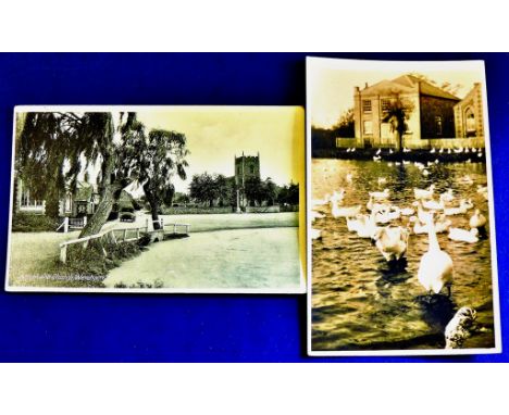 Norfolk - Wereham School & Church  (Vintage Autos) Photo 1930's another RP Pond and swans m/s dated 1935 (2).  