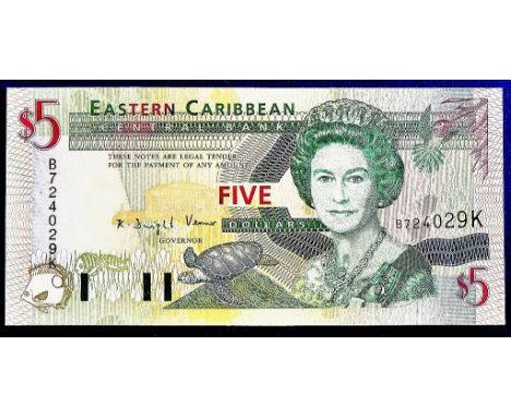 East Caribbean States - 1994  Five Dollars Suffix 'K' (St. Kitts).  Ref P31 Grade UNC.