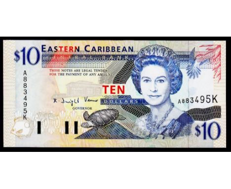 East Caribbean States - 1994 Ten Dollars Suffix 'K' (St. Kitts). Ref P27 Grade UNC.