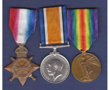 WWI 1914 - 1915 Star Trio named to Pte F. Ferris 4th Dismounted Rifles later Army Service corps. 
