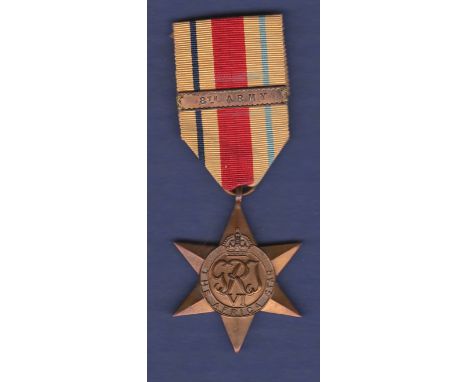 WWII Africa Star with 8th Army clasp. Clean original medal. VF