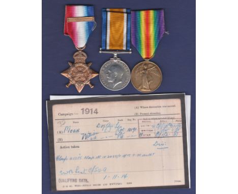 WWI 1914 Star 5th Aug-22nd Nov. 1914 Trio to a Lance corporal William Moon 1/D of the Cornwall Light Infantry. Comes with a c