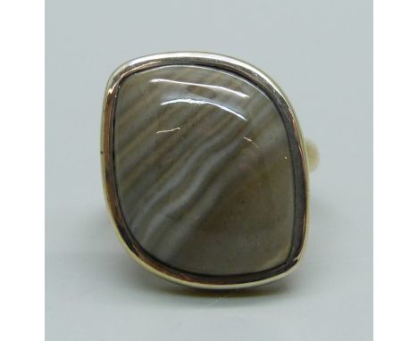 A silver gilt Cappuccino flint ring, P/Q, with certificate 