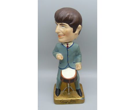 Beatles interest; a rare Ringo Starr Car mascot Buddy Head figure, 7" high, head a/f 