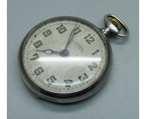 A .900 silver Omega pocket watch, case stamped Omega, movement stamped Omega, 15 jewels, adjusts to two positions 