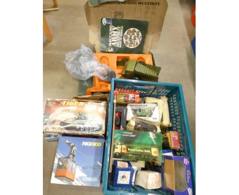 A remote control Leopard Tank, a Lehmann Rigi 900 toy cable car, model vehicles, Meccano Army Multikit, etc. **PLEASE NOTE TH