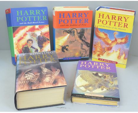 Five Harry Potter novels including three First Editions 