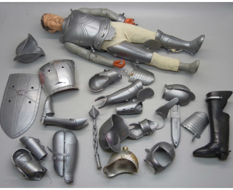 A vintage Marx Toys Sir Stuart the Silver Knight figure, Noble Knight Series, first released 1968 