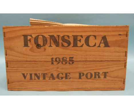 Fonseca Guimaraens vintage Port 1985, twelve bottles, in original wooden crate, (lid lacking), (12). 