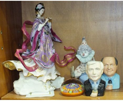 A Franklin Mint figurine 'The Dragon King's Daughter' by Caroline Young, 29cm high, with certificate of authenticity, a Lladr