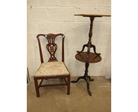 A late-19th century mahogany circular-top occasional table, on turned column and tripod support, 44cm diameter, a mahogany re