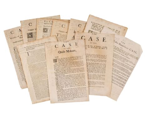 [East India Company; Calico Act of 1721]. Twelve broadsides, c.1720, comprising: 1. The Case of the Printers of Callicoes and
