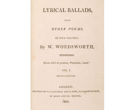 Wordsworth (William, [&amp; Samuel Taylor Coleridge]). Lyrical Ballads, with Other Poems, 2 volumes, London: for T. N. Longma