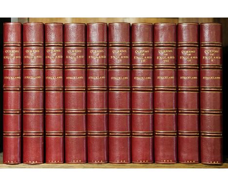 Bindings . Lives of the Queens Of England, by Agnes Strickland, 12 volumes, 1841-8, Lives of the Queens Of Scotland, by Agnes