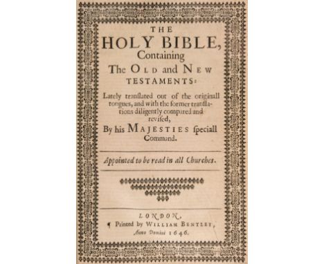 Bible [English]. The Holy Bible, Containing the Old and New Testaments: Lately translated out of the originall tongues, and w