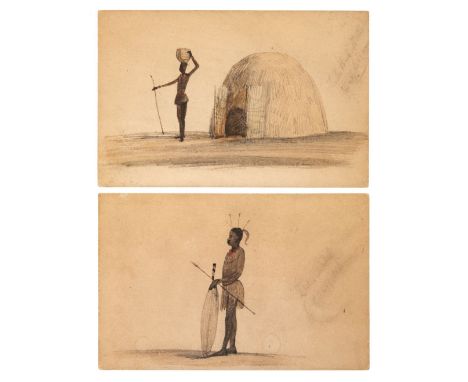 * South Africa - Duff (George, active 1840-1860). A pair of sketch studies of Zulu figures, from the Natal region, mid 19th c