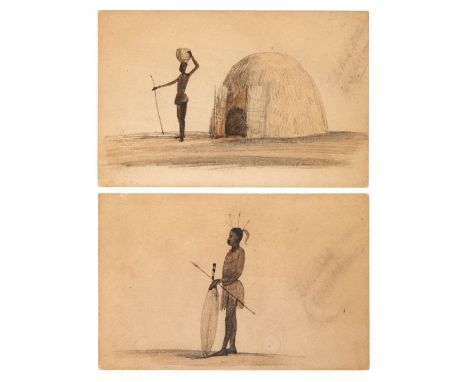 * South Africa - Duff (George, active 1840-1860). A pair of sketch studies of Zulu figures, from the Natal region, mid 19th c