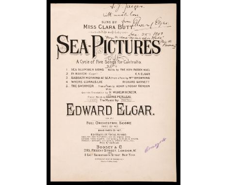 Elgar (Edward, 1857-1934). Sea-Pictures, a cycle of five songs for Contralto... Op. 37, full orchestral score, 1st edition, B