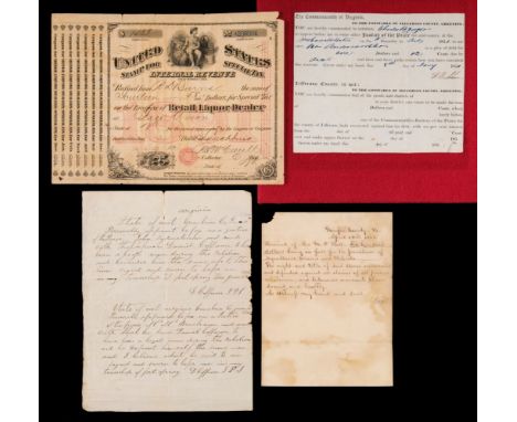 * [American Civil War; Virginia]. Group of documents, 19th century, comprising: 1. Printed court summons signed by Fontaine B