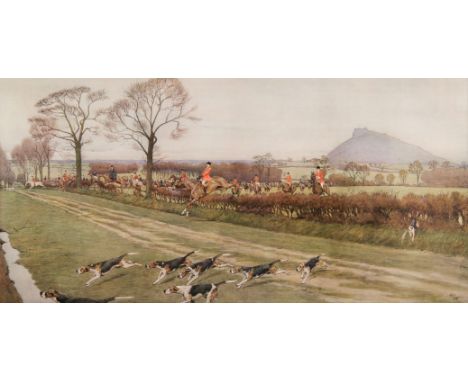 * Aldin (Cecil Charles Windsor, 1870 - 1935). The Cheshire Hunt away from Tattenhole, circa 1920, colour photolithograph, sig