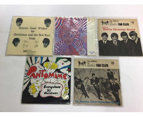 Beatles and related records including five rare Christmas Flexi discs from 1963, 1964, 1965, 1966 &amp; 1968. Also included a