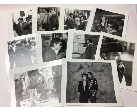 Michael Jackson Eleven Black and White Press Release Photographs 1987 on the set of the Bad video, plus one of Martin Scorses