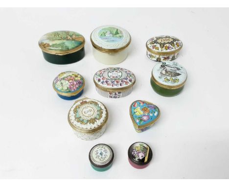Collection of Halcyon Days enamel trinket boxes and three others (10)
